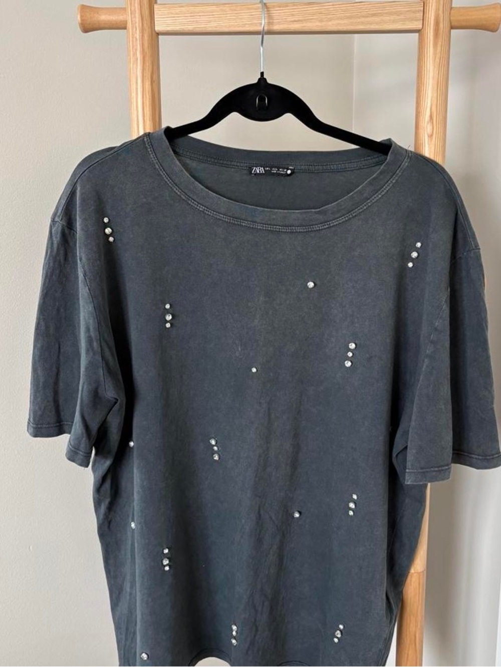 Zara 100% cotton embellished t shirt
